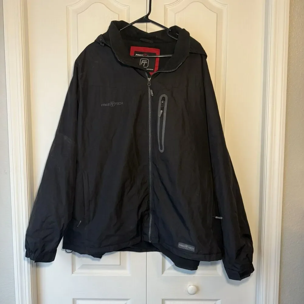 FREE TECH SOLID BLACK ZIP UP LINED JACKET 3XL (54-56) 3XXX